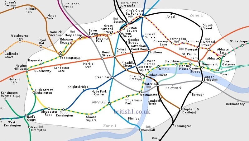 london underground map zones 1 and 2. Central London Underground