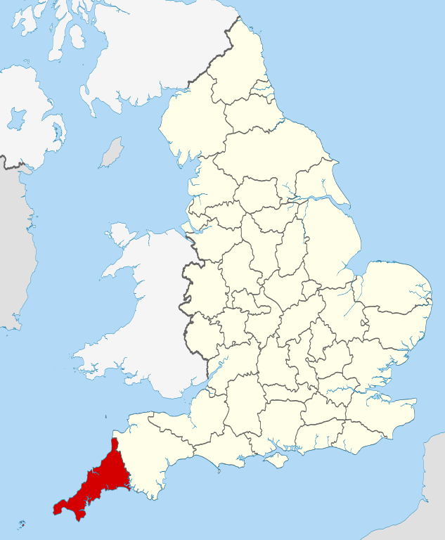 Cornwall UK locator map