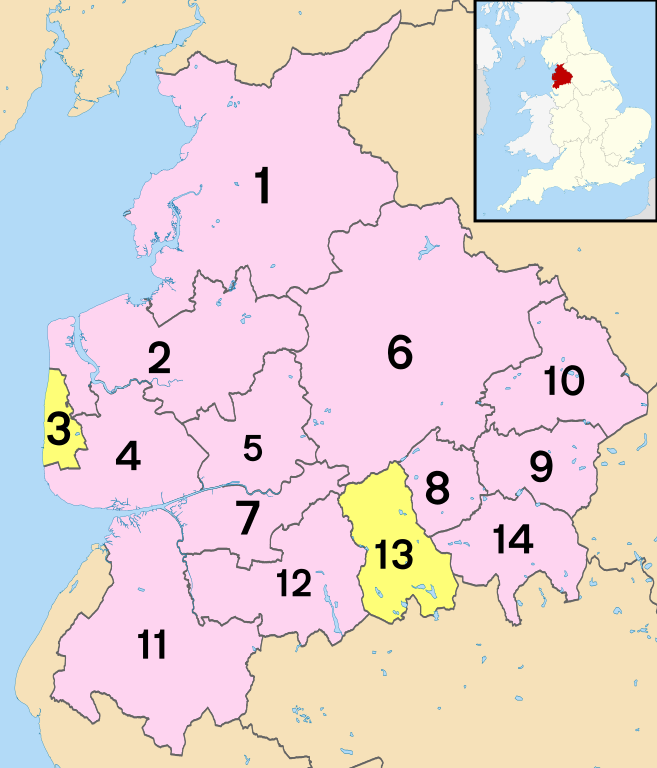 Large Lancashire numbered districts
