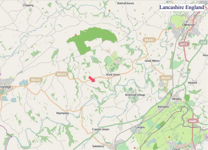 Large Lancashire England map