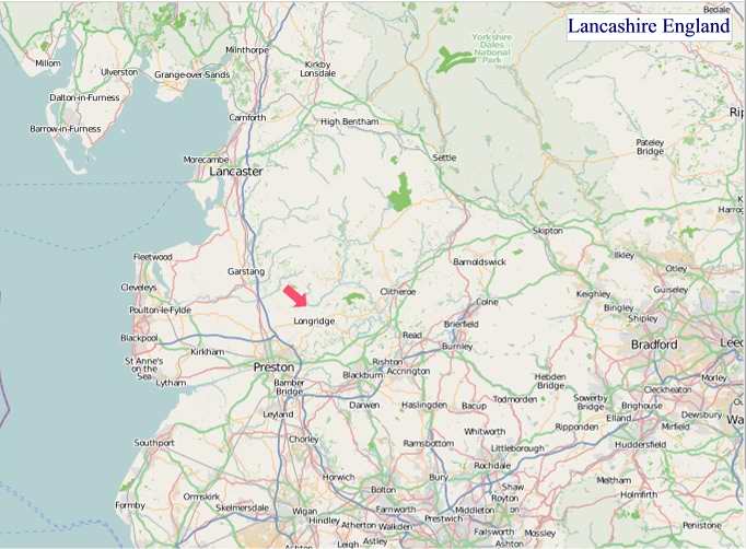 Large Lancashire England map