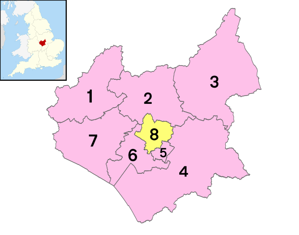 Large Leicestershire numbered districts map