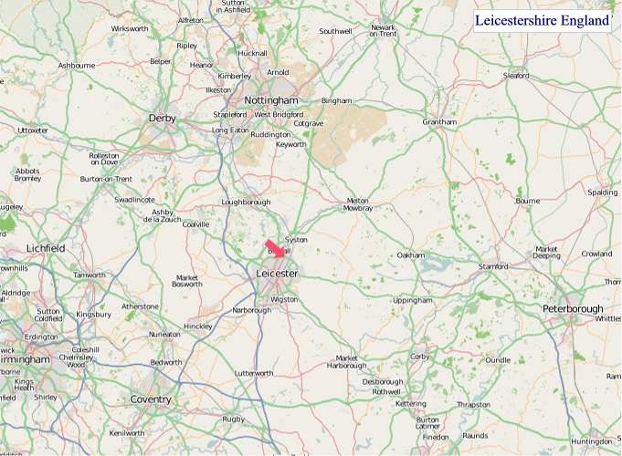Large Leicestershire England map