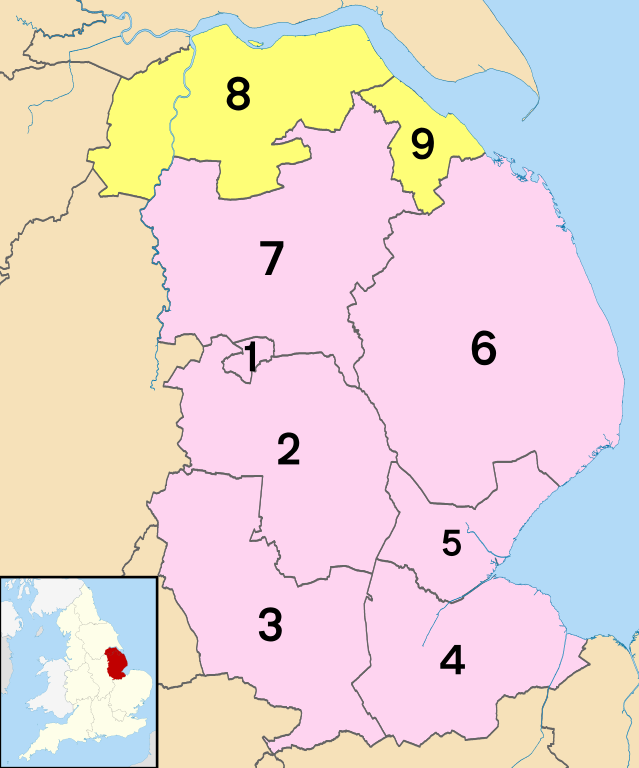 Large Lincolnshire England map