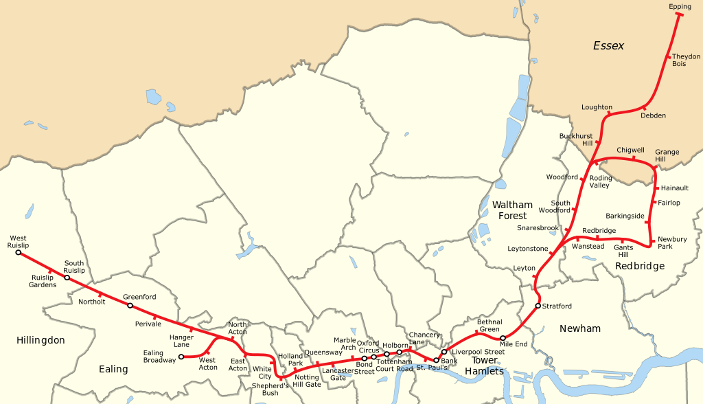 London Underground Tube Map - Central Line