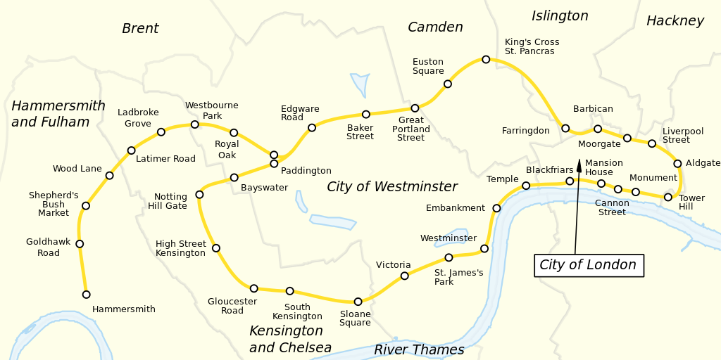 London Underground Tube Map - Circle Line