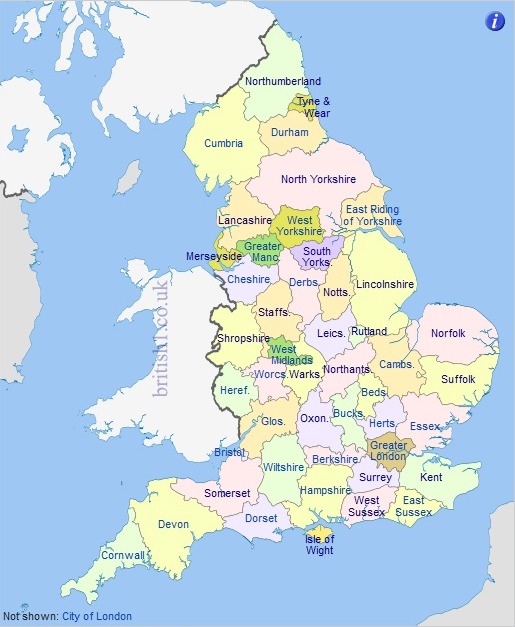 A Map of England. A large detailed Map of Britain / UK A Map Of England Showing Counties