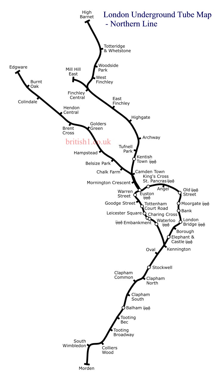 London Underground Tube Map - Northern Line