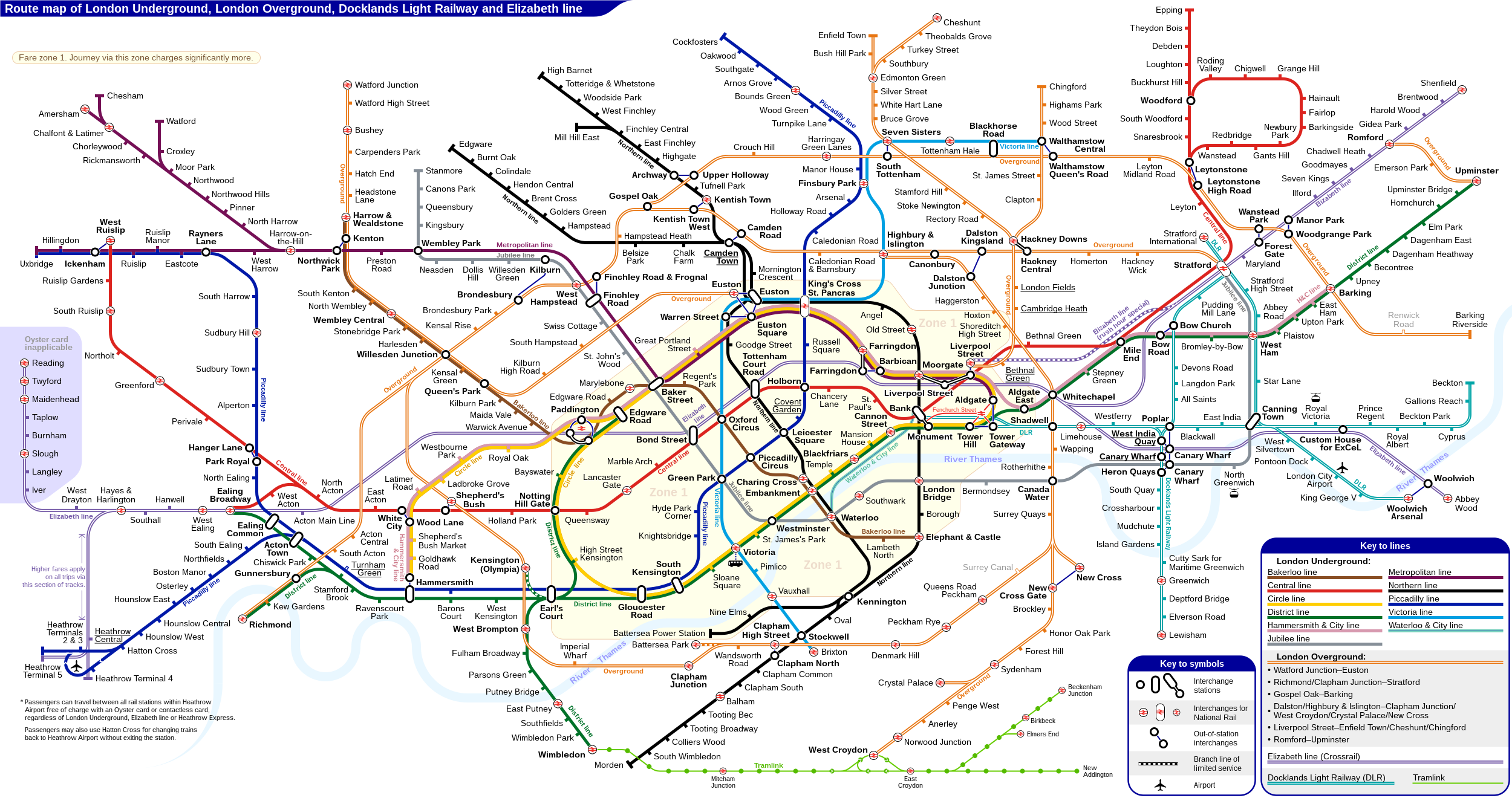 London Underground Overground DLR Crossrail Map