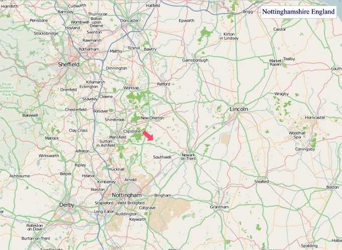 A Map of Nottinghamshire England. Nottinghamshire UK Map