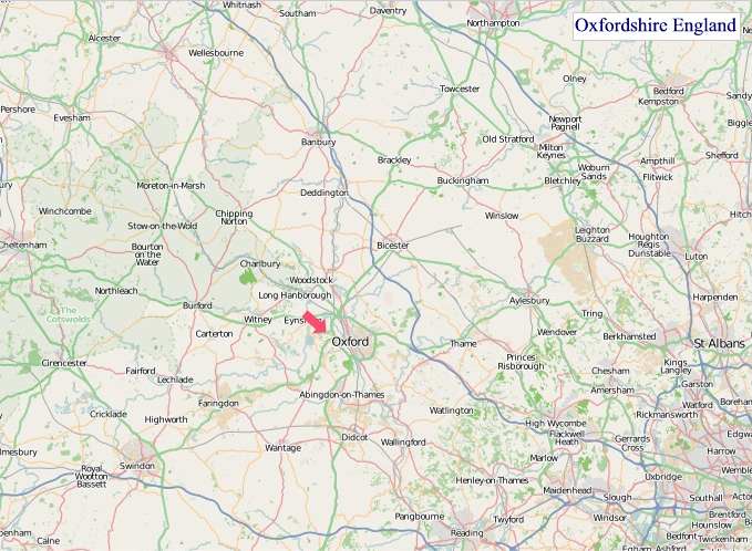 Large Oxfordshire England map