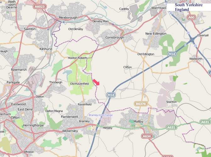 Large South Yorkshire England map