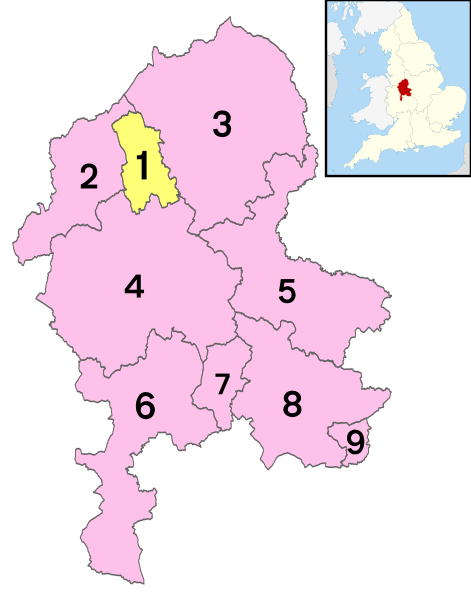 Large Staffordshire numbered districts map