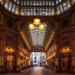 Leadenhall Market featuring Reiss and Pizza Express.