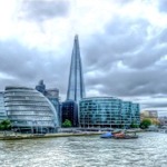 The former City Hall (Southwark) and the Shard, Southwark, London, England, UK.