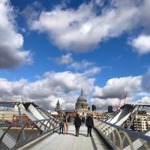 The Millennium Bridge and St Paul's Cathedral in London, England.