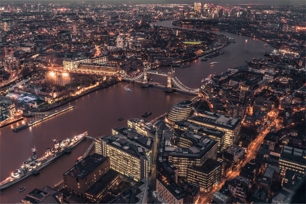 London East Side Cityscape from the Shard, England, UK.