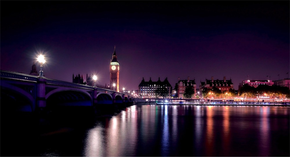 Victoria Embankment, Westminster Bridge, and Big Ben, London, England, UK.