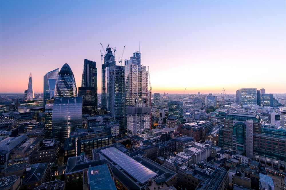 The City of London's financial district, England, UK.