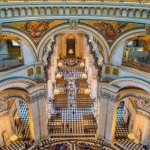 The whispering gallery beneath the dome of St Paul's Cathedral in London, England.