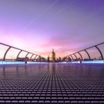 The Millennium Bridge and the dome of St Paul's Cathedral in London, England.