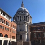 The north facade of St Paul's Cathedral in London, England from Paternoster Square.