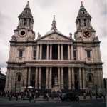 The west facade of St Paul's Cathedral in London England.