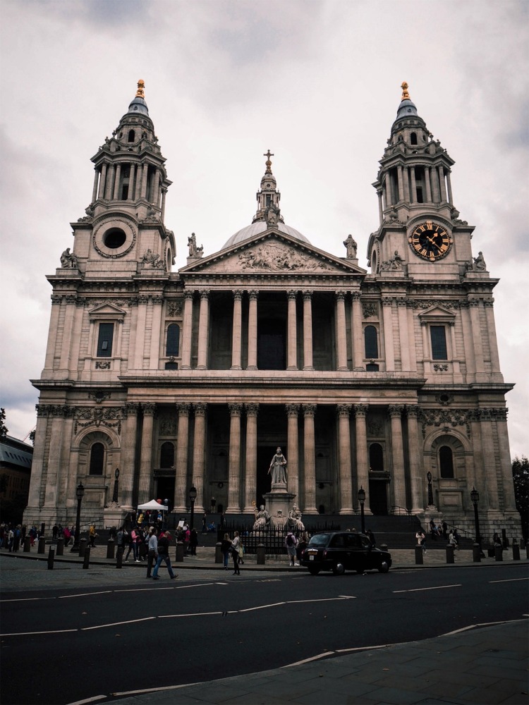 The west facade of St Paul's Cathedral in London England.