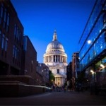 St Paul's Cathedral from Sermon Lane in London, England.