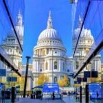 The eastern facade of St Paul's Cathedral in London, England.