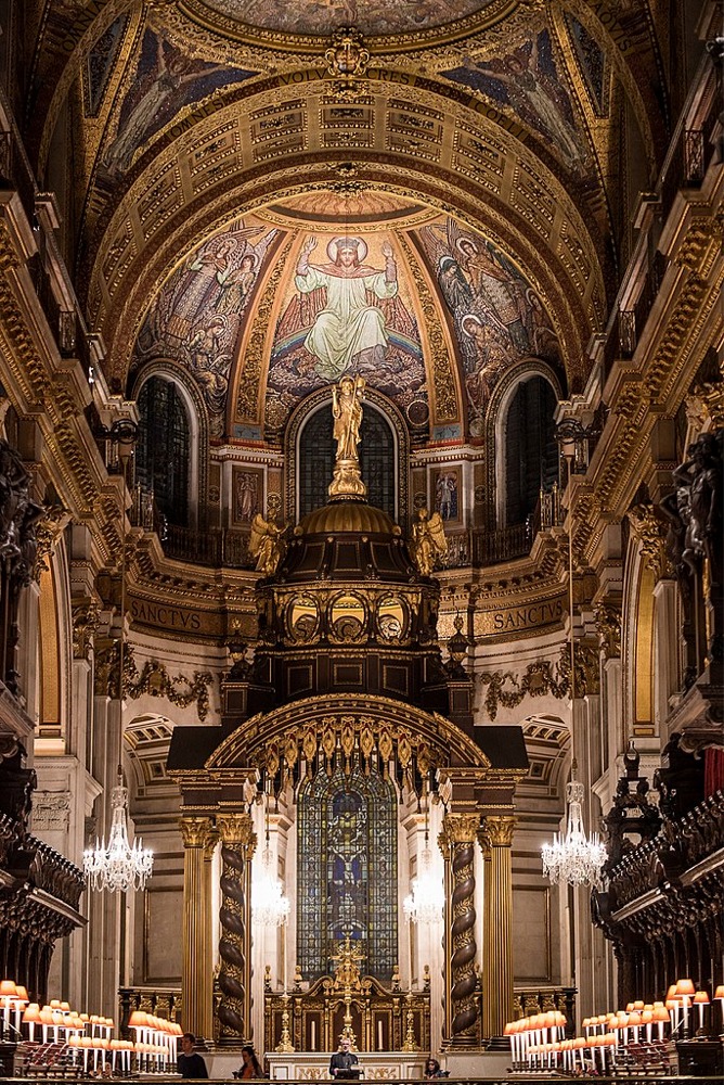 The High Altar and Apse of St Paul's Cathedral in London England.