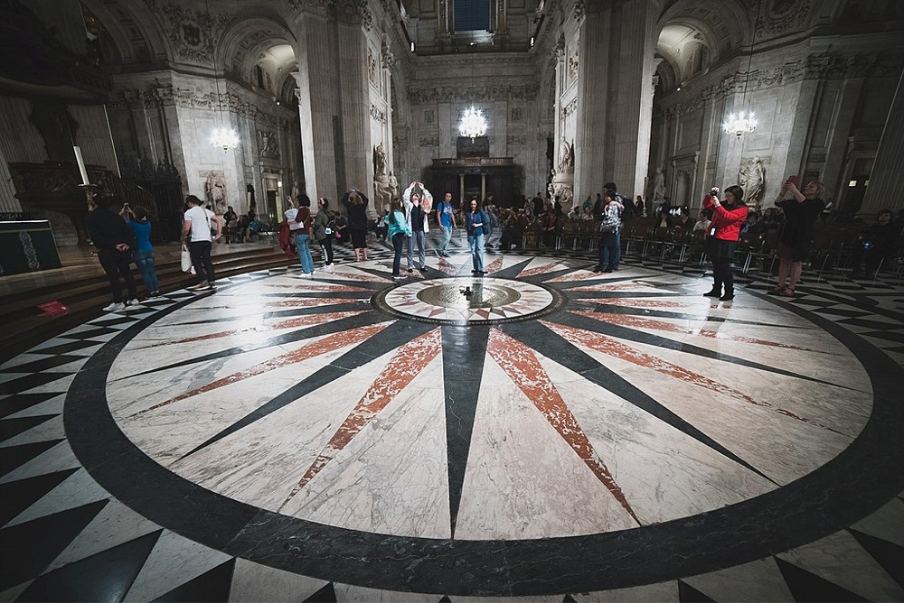 The Spot beneath the dome of St Paul's Cathedral in London England.