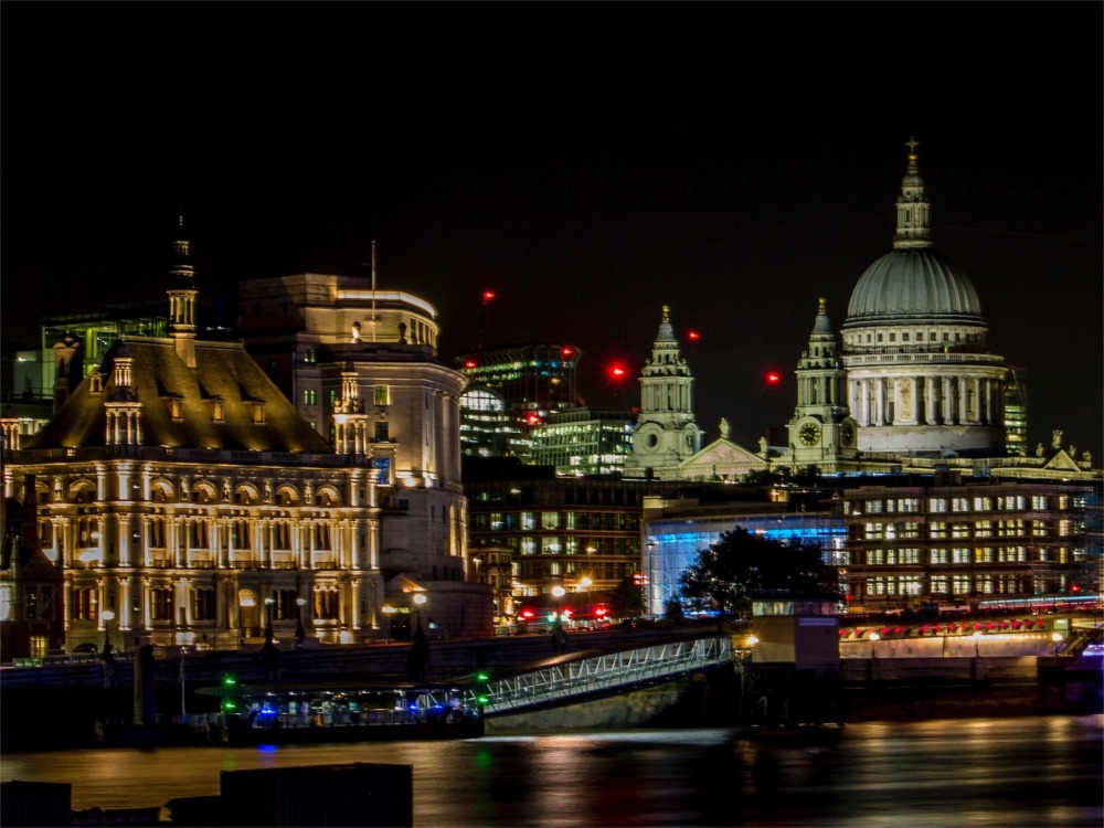 The northern bank of the River Thames & St Paul's Cathedral.