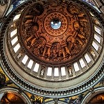 The interior of the dome of St Paul's Cathedral in London, England.