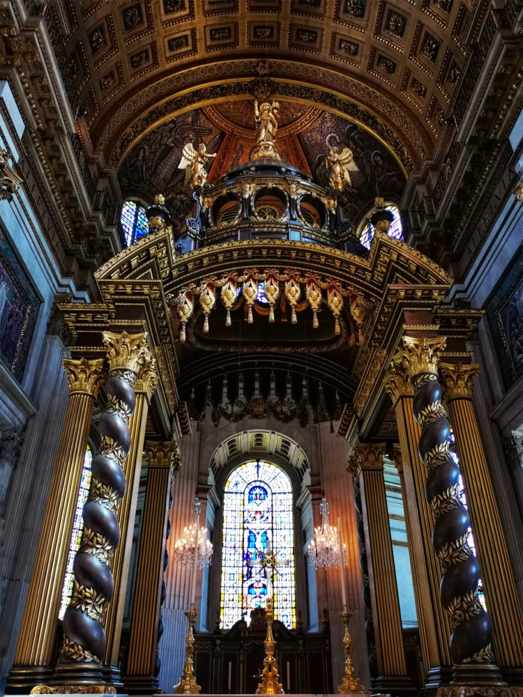 The High Altar and Apse of St Paul's Cathedral in London England.