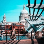 The Millennium Bridge and St Paul's Cathedral.