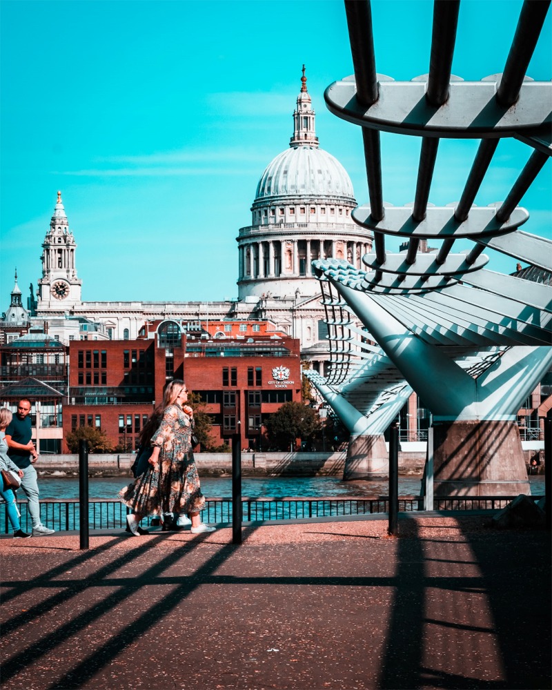 The Millennium Bridge and St Paul's Cathedral.
