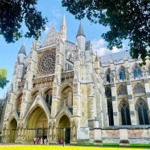 Westminster Abbey's northern facade on a sunny day.